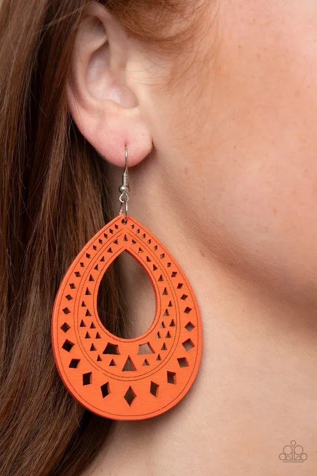 Paparazzi Earring ~ Belize Beauty - Orange