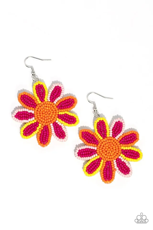 Paparazzi Earring ~ Decorated Daisies - Pink