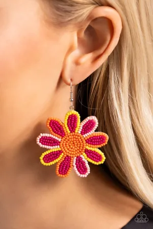 Paparazzi Earring ~ Decorated Daisies - Pink