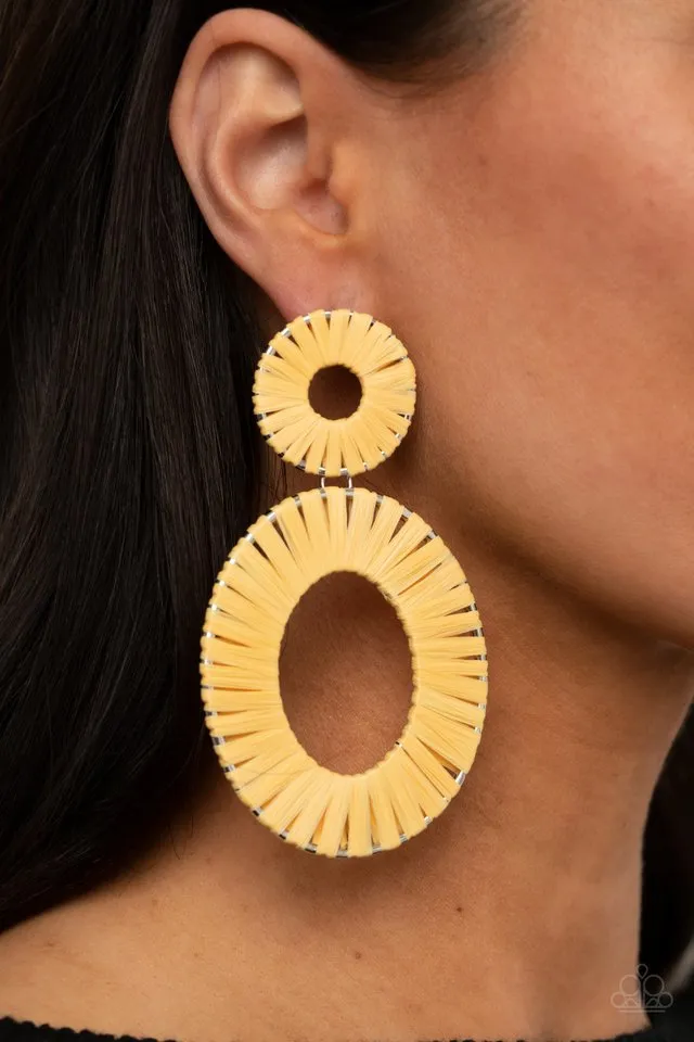 Paparazzi Earring ~ Foxy Flamenco - Yellow