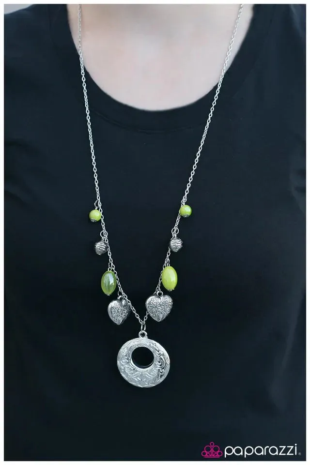 Paparazzi Necklace ~ Home Is Where The Heart Is - Green