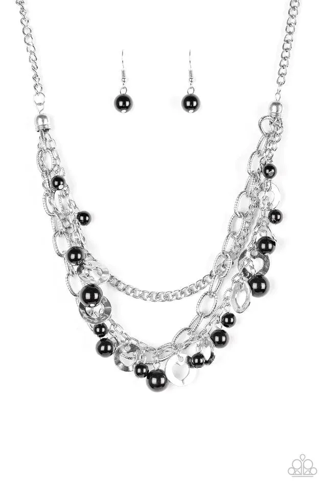 Paparazzi Necklace ~ Hoppin Hearts - Black