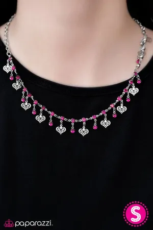 Paparazzi Necklace ~ With Open Hearts - Pink