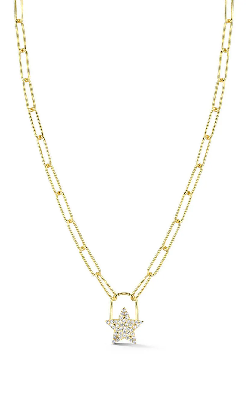 Pavé Star Link Chain Necklace