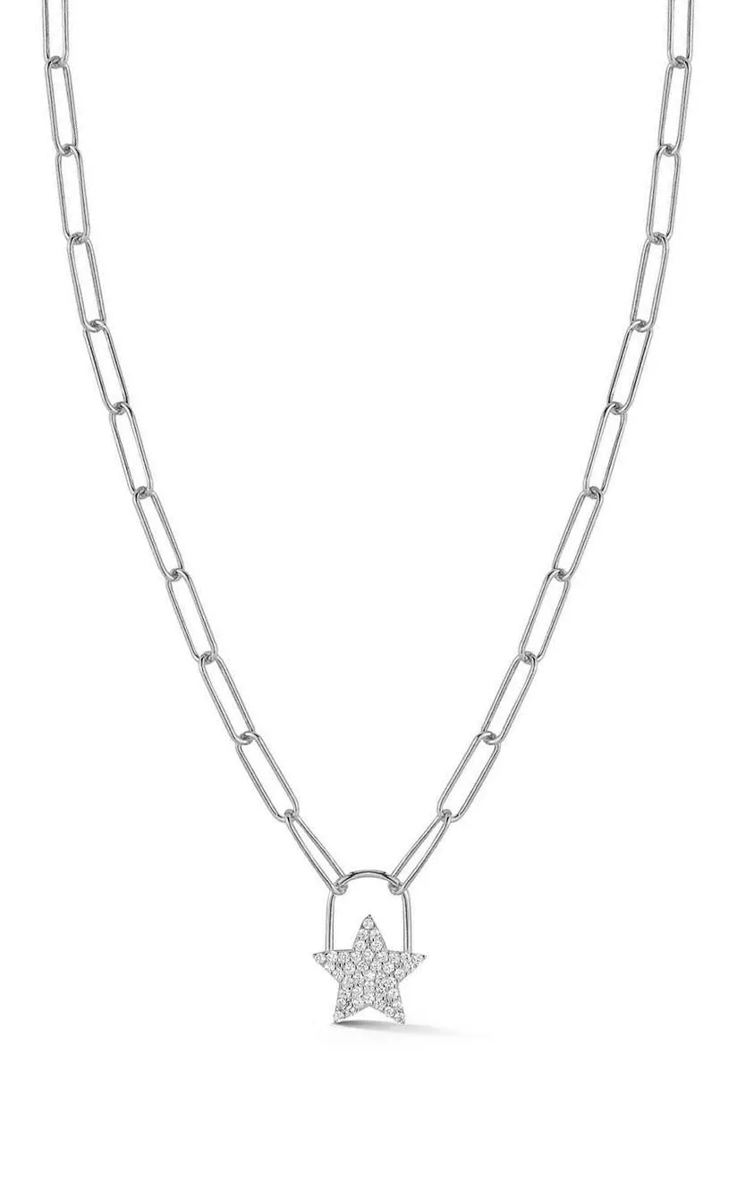 Pavé Star Link Chain Necklace