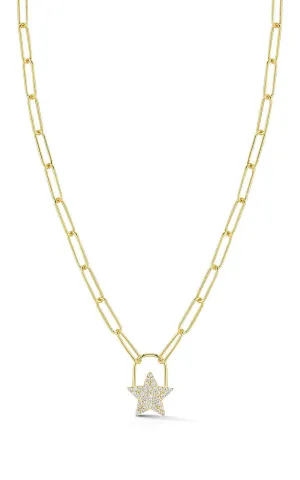 Pavé Star Link Chain Necklace