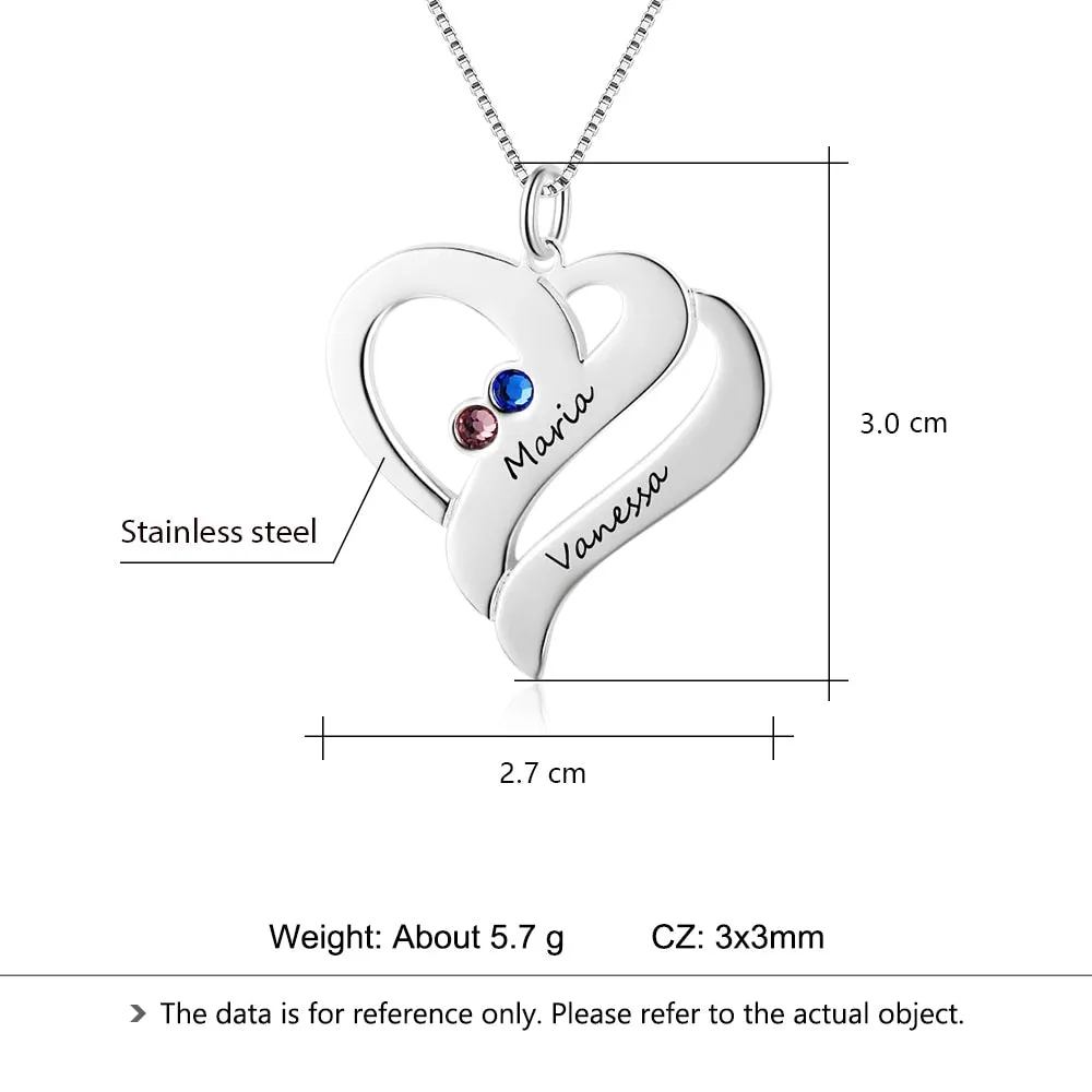 Personalized Birthstone Pendant Stainless Steel Engraved Jewelry