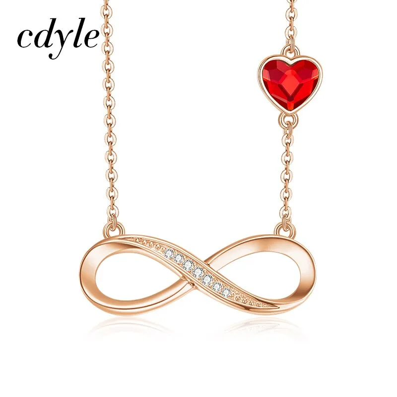 Personalized Infinity Name Necklace in Silver Plating with Red Heart