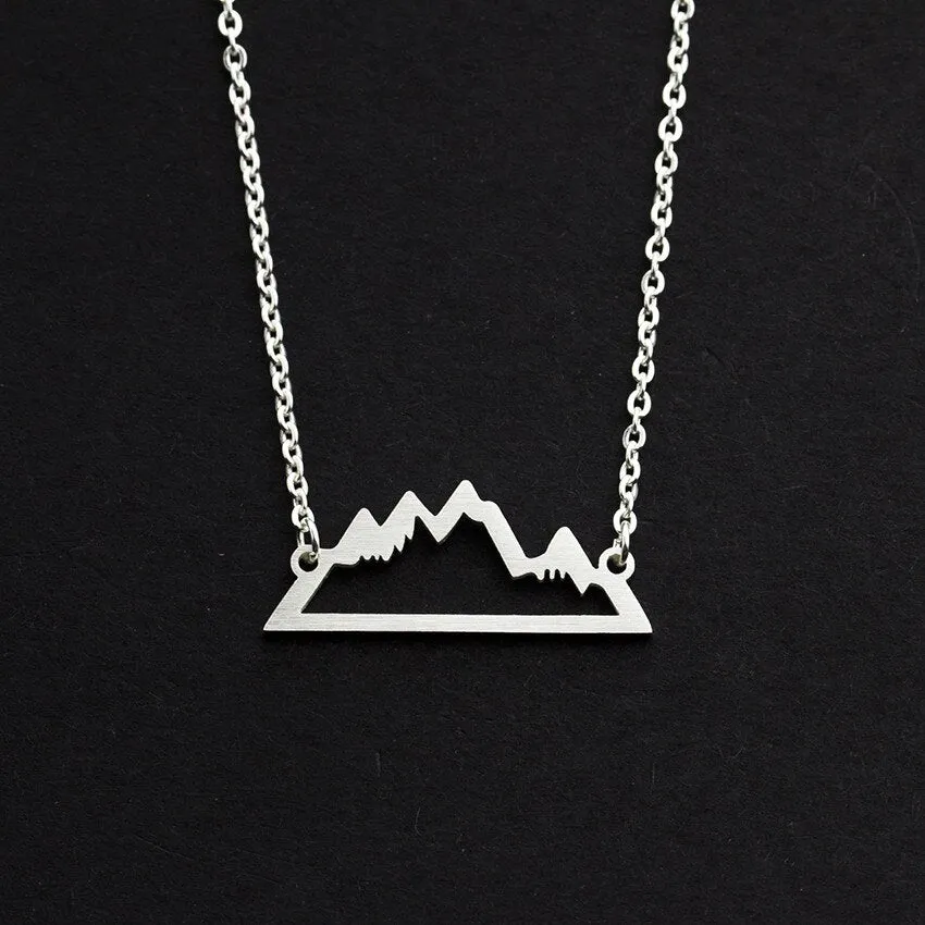 Personalized Snowy Mountain Necklace Gold Silver