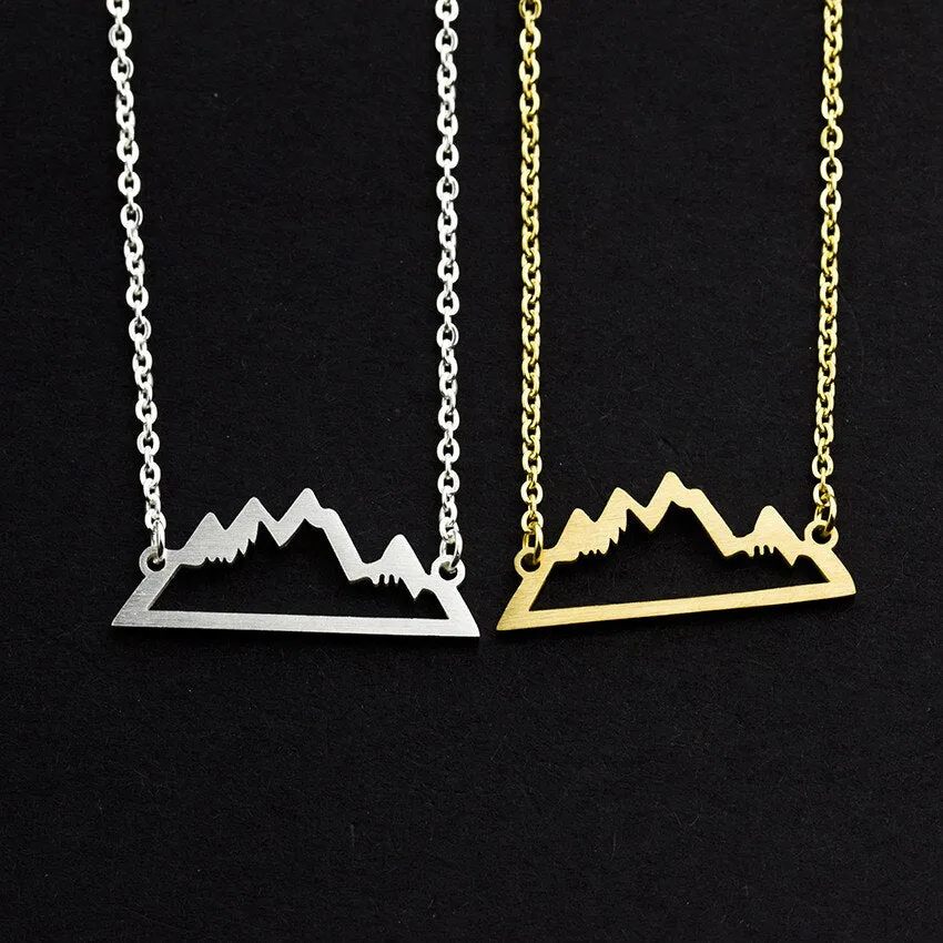 Personalized Snowy Mountain Necklace Gold Silver