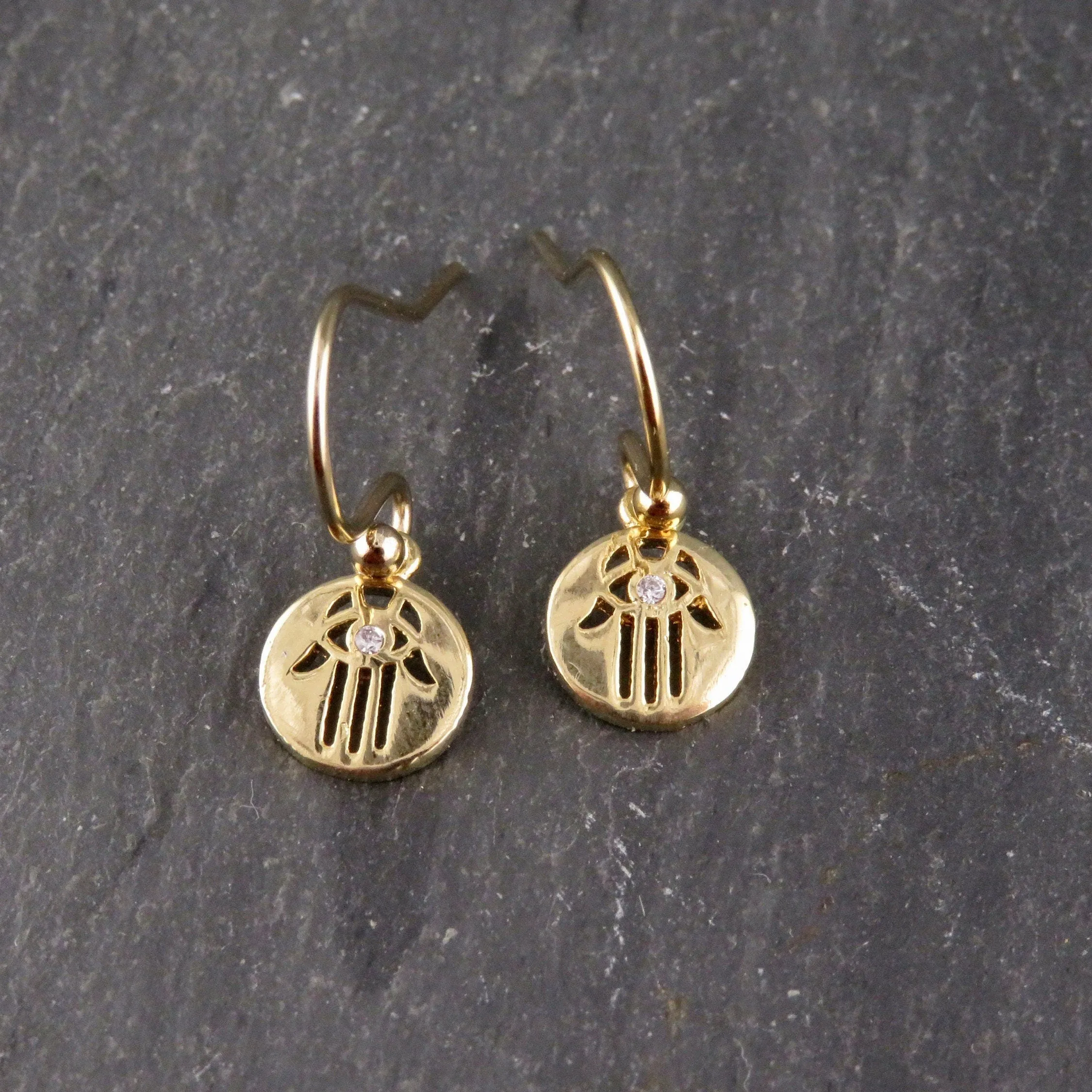 Petite Hamsa Circle Earrings