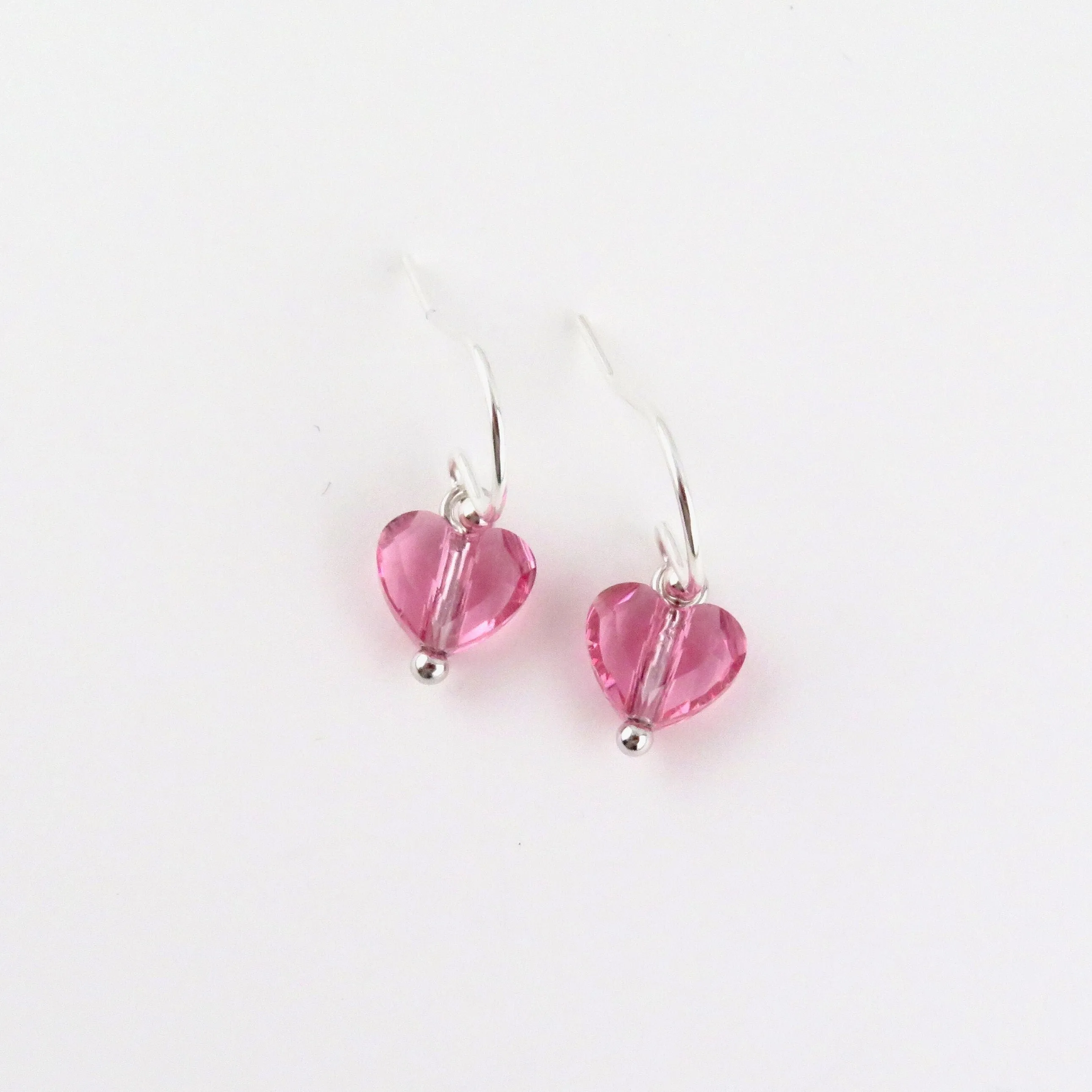 Pink Heart Crystal Earrings