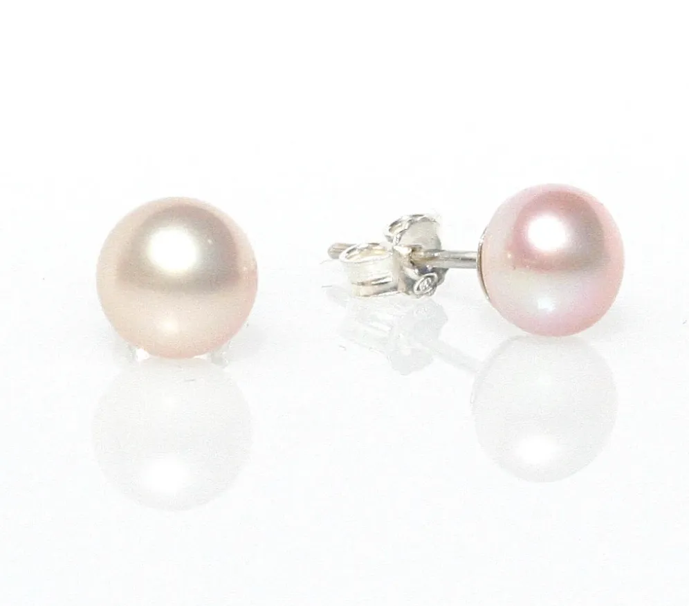 Pink Pearl Studs 8 mm