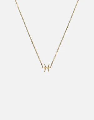 Pisces Astro Pendant Necklace, 14k Gold