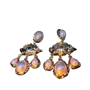 Pre Order:  Vintage Eye Pearl Drop Earrings