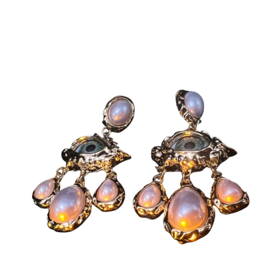 Pre Order:  Vintage Eye Pearl Drop Earrings