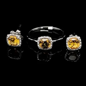 PREORDER | Classic Citrine Gemstones Diamond Jewelry Set 14kt