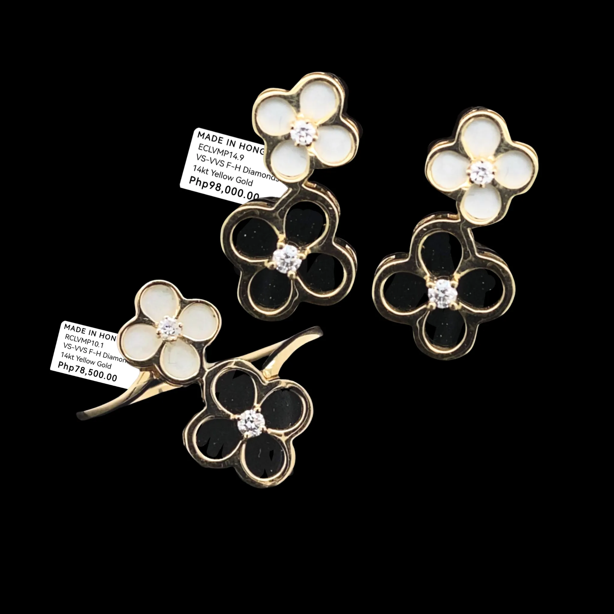 PREORDER | Golden Clover Mother Pearl Diamond Jewelry Set 14kt