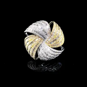 PREORDER | Multi-Tone Golden Spiral Statement Diamond Ring 14kt