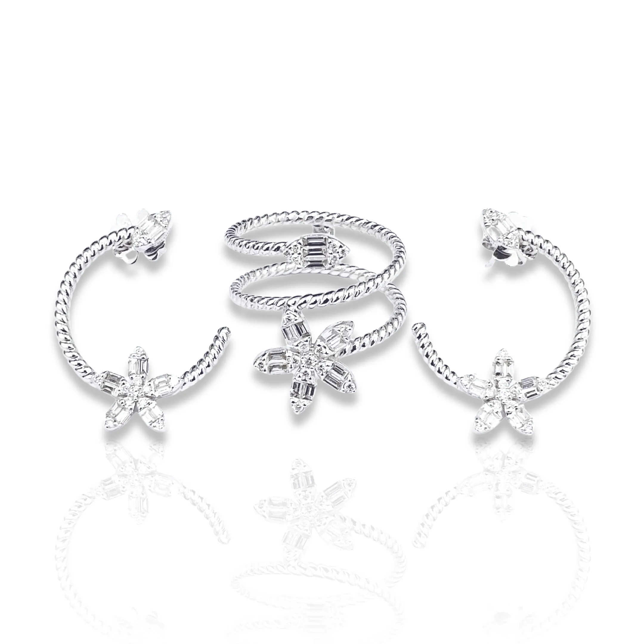 PREORDER | Rositas Floral Spiral Overlap Diamond Jewelry Set 14kt