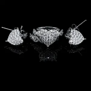 PREORDER | Twin Pair Heart Dangling Diamond Jewelry Set 14kt