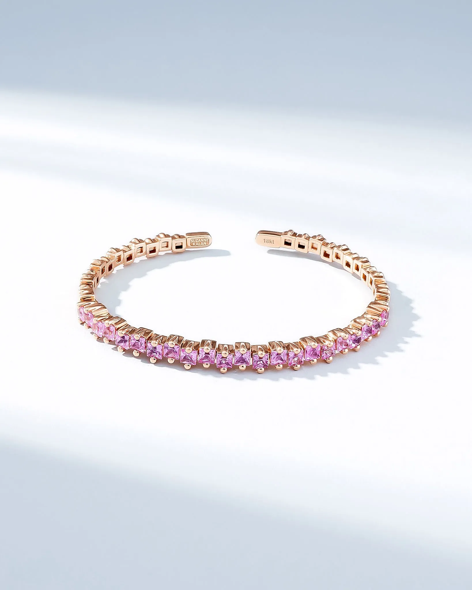 Princess Staggered Pink Sapphire Bangle