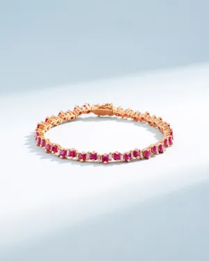 Princess Staggered Ruby Tennis Bracelet