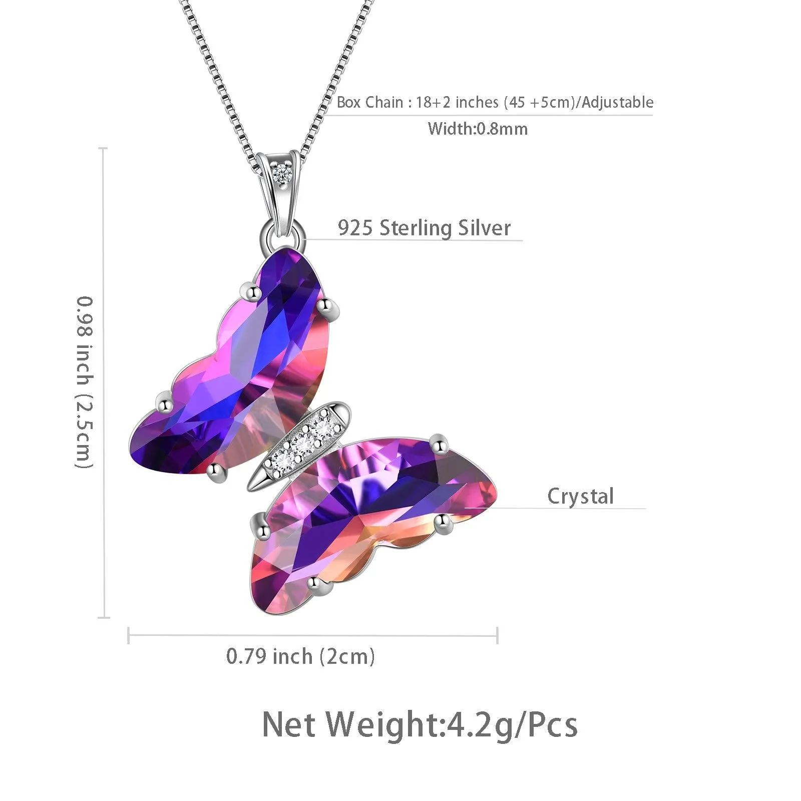 Purple Butterfly Necklace February Amethyst Birthstone Pendant Women Girls Jewelry Birthday Gift