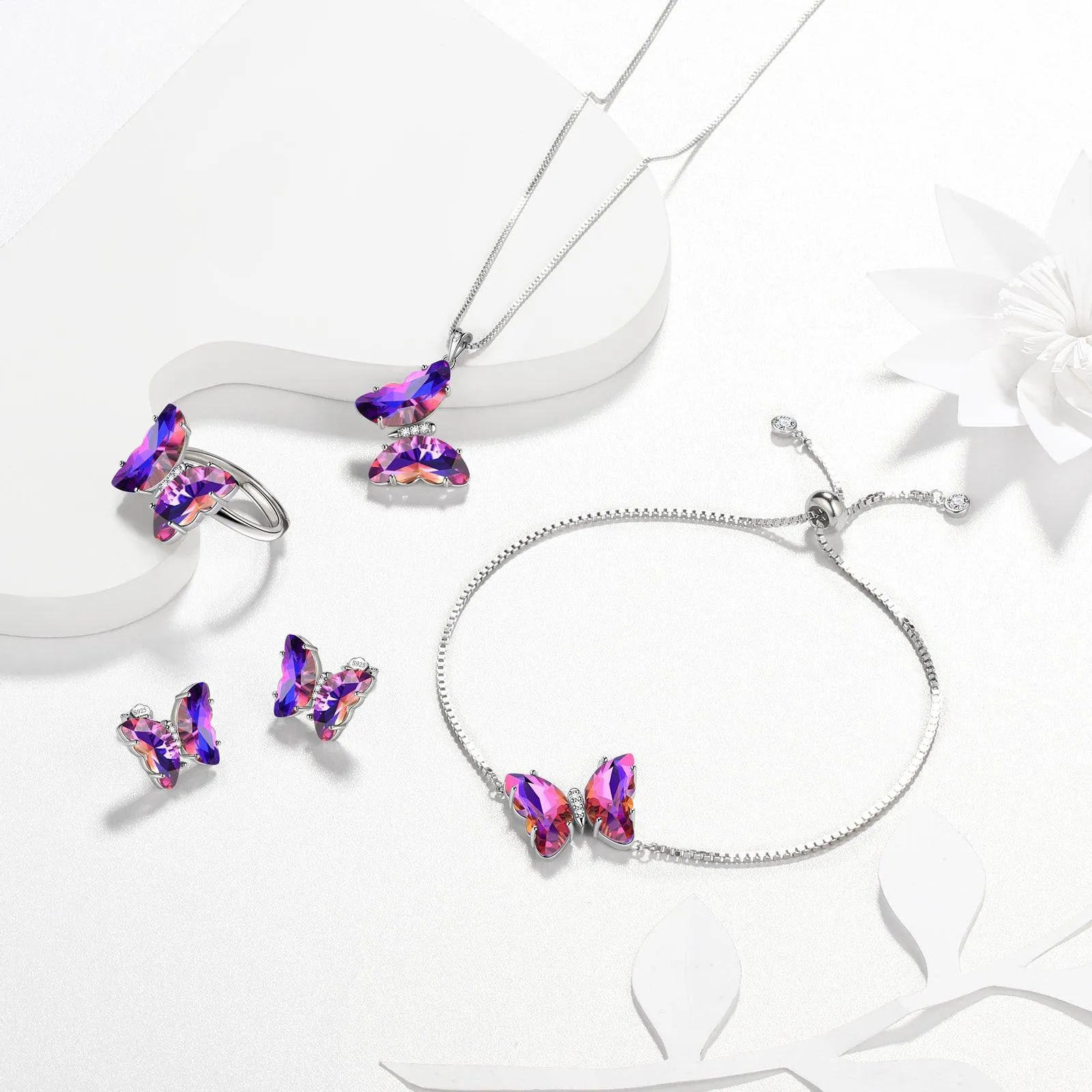 Purple Butterfly Necklace February Amethyst Birthstone Pendant Women Girls Jewelry Birthday Gift