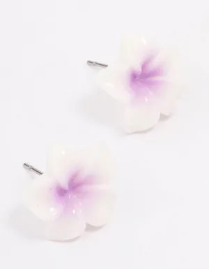 Purple Frangipani Stud Earrings