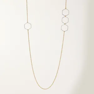 "Le Contour" Honeycomb Hexagon Gold & Silver Long Necklace