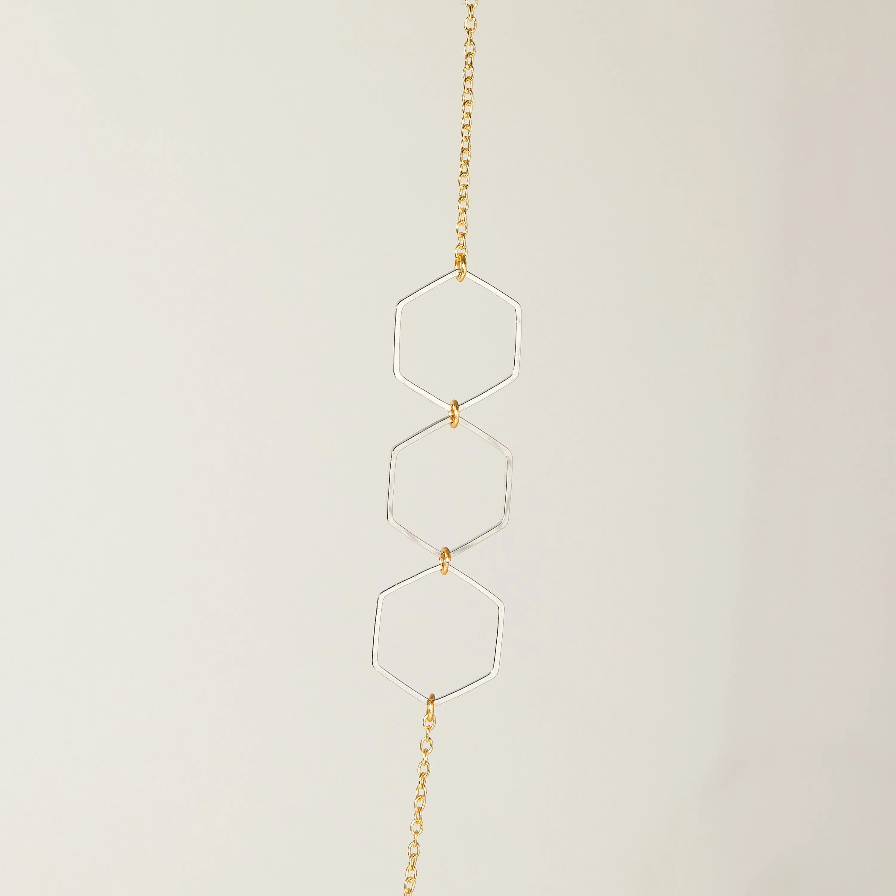 "Le Contour" Honeycomb Hexagon Gold & Silver Long Necklace