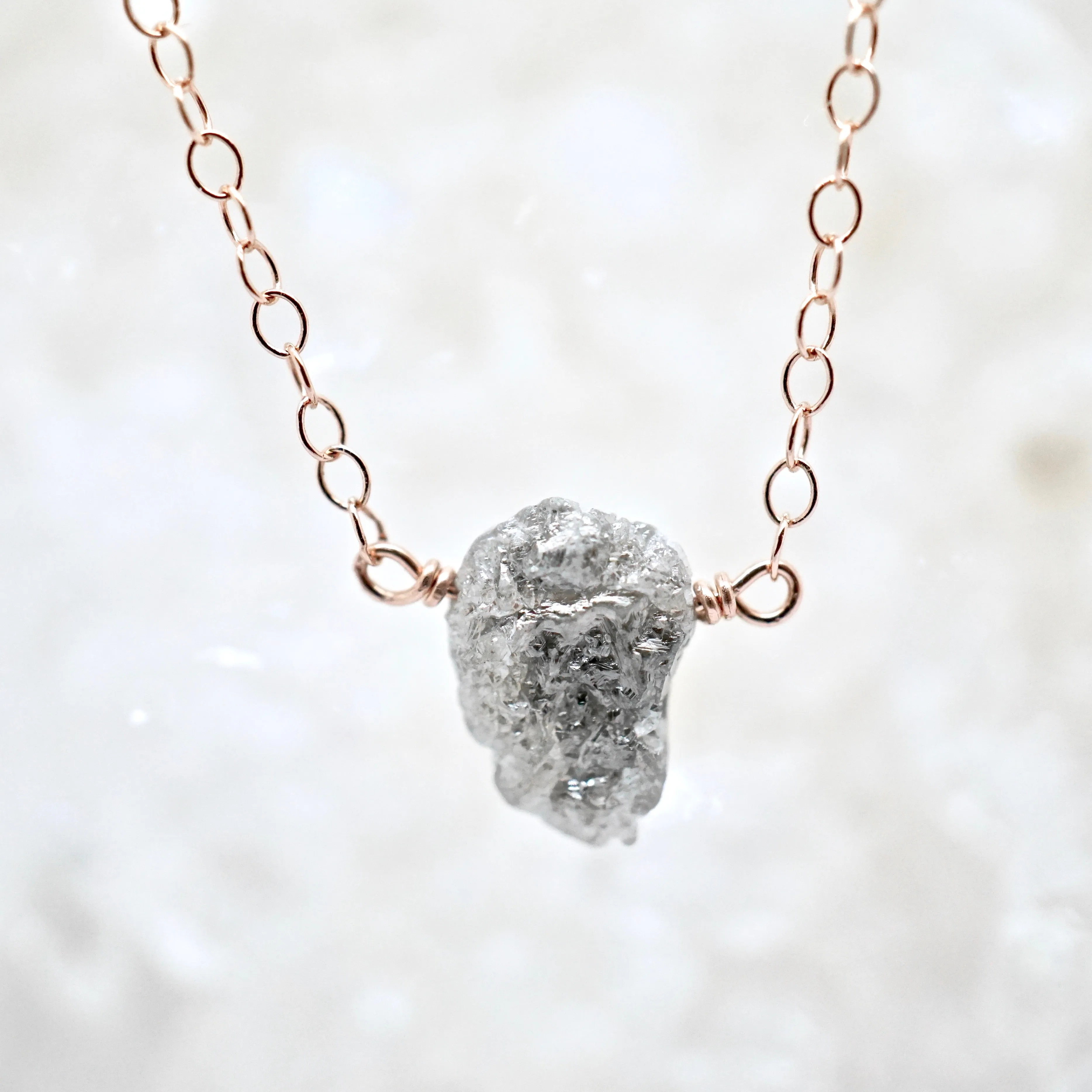 Raw Diamond Necklace - Featured on BuzzFeed - Gray Raw Diamond Necklace - Rustic Diamond Necklace