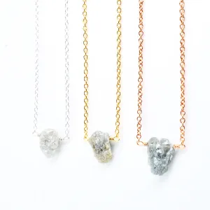 Raw Diamond Necklace - Featured on BuzzFeed - Gray Raw Diamond Necklace - Rustic Diamond Necklace