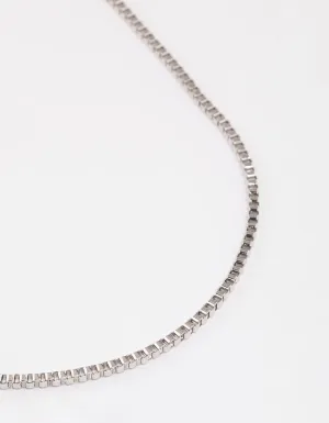 Rhodium Box Chain Necklace