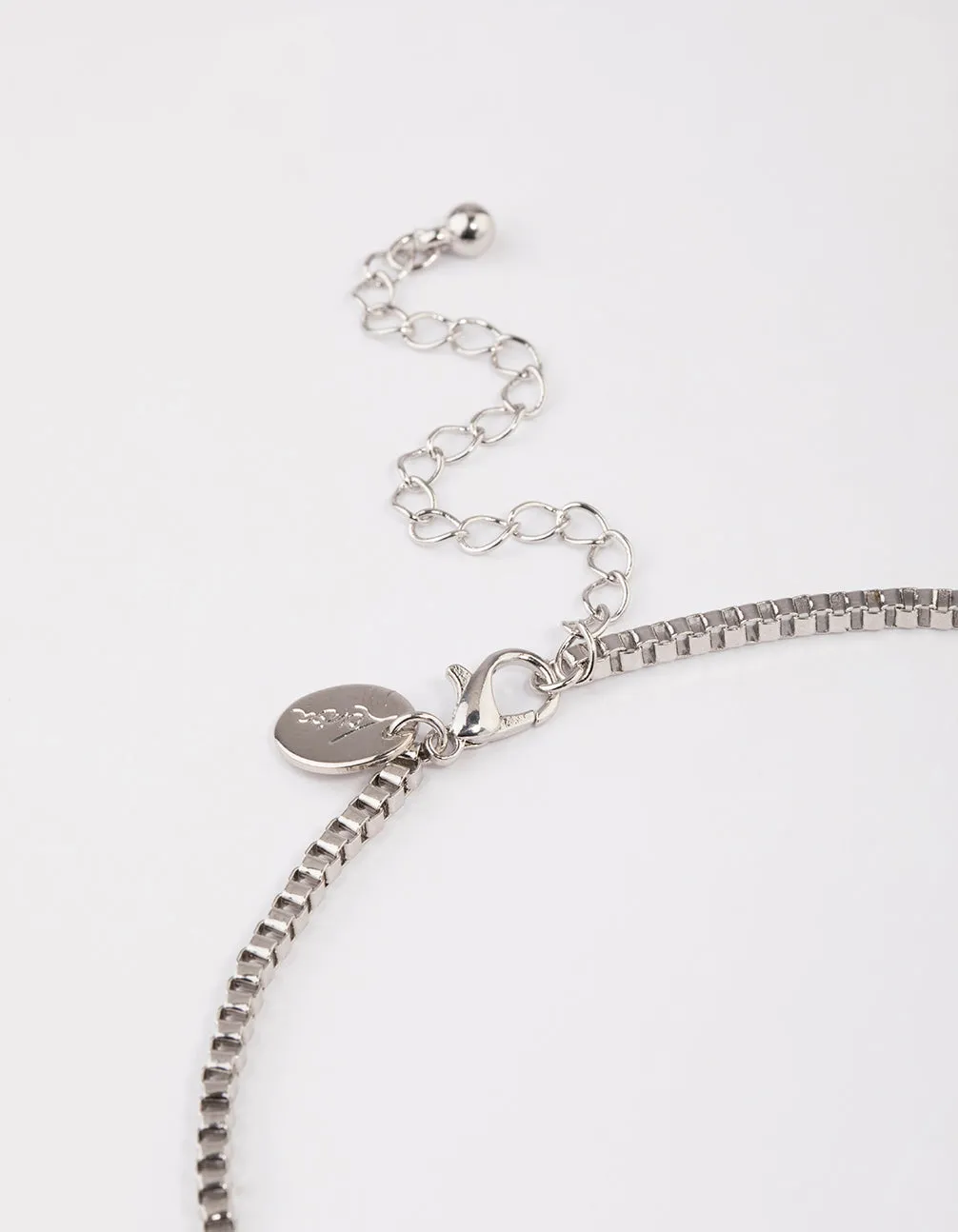 Rhodium Box Chain Necklace