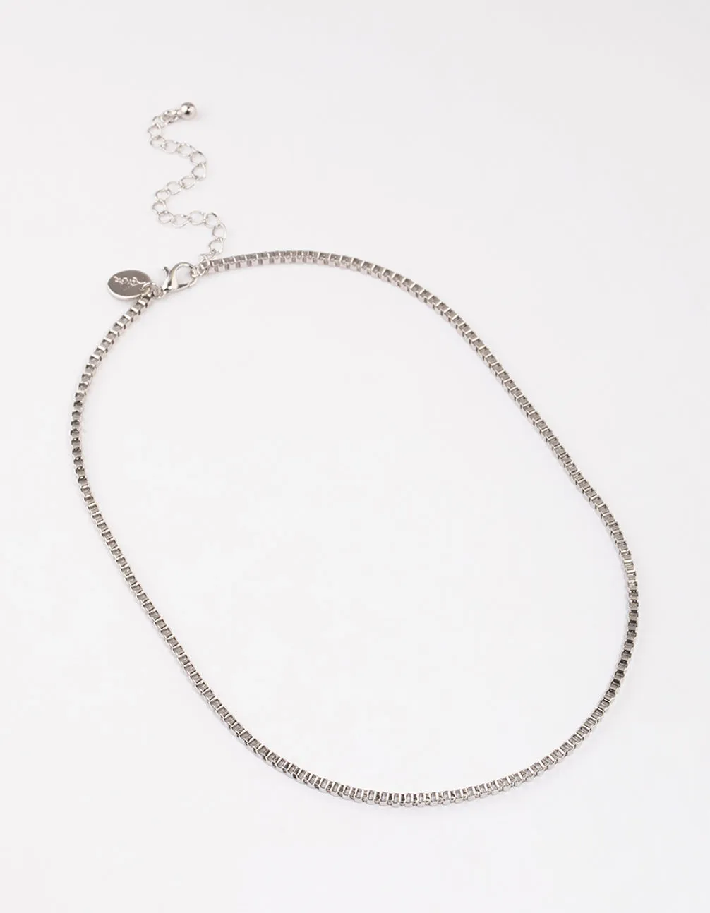 Rhodium Box Chain Necklace