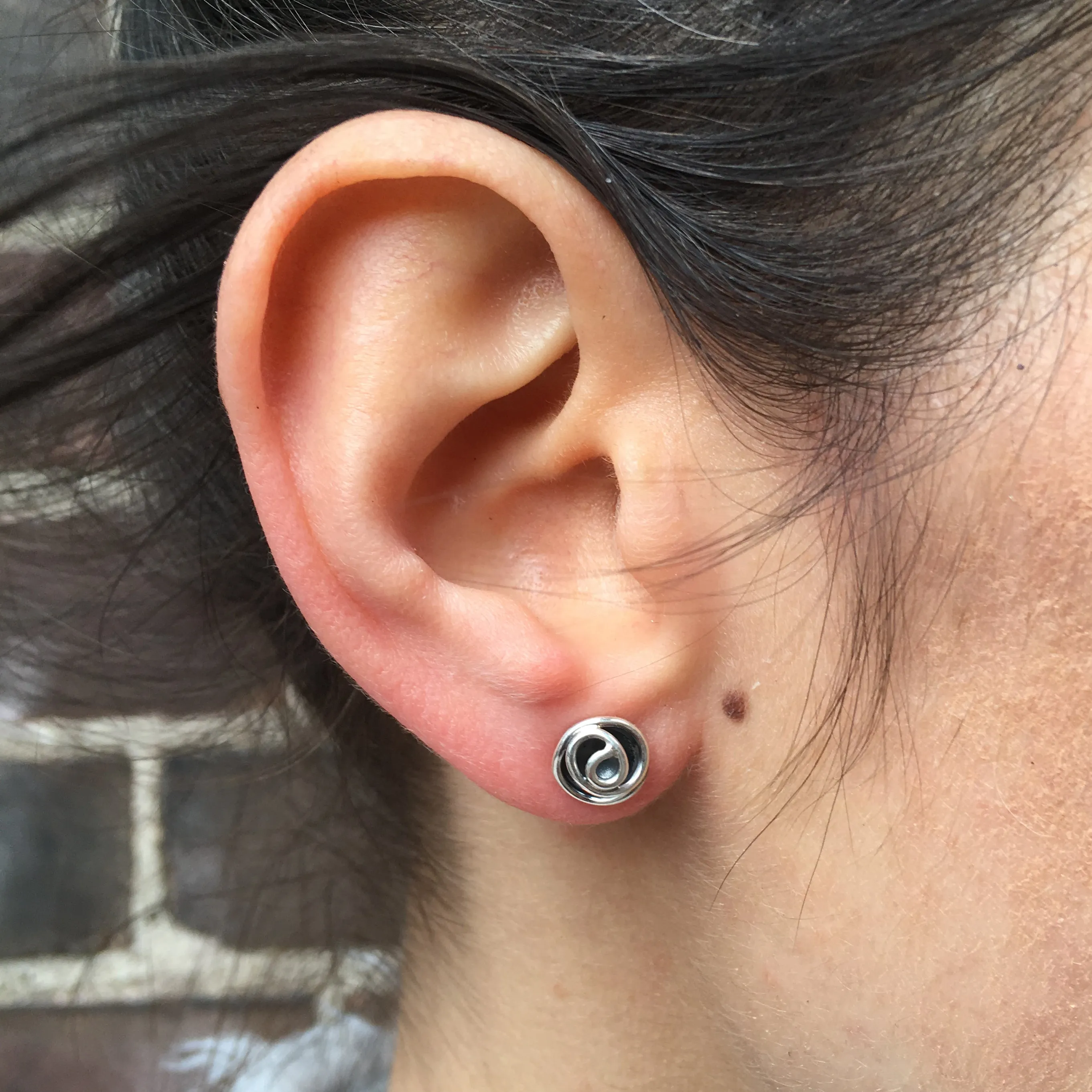 Rose Bud Studs (oxidized silver)