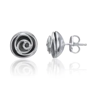 Rose Bud Studs (oxidized silver)