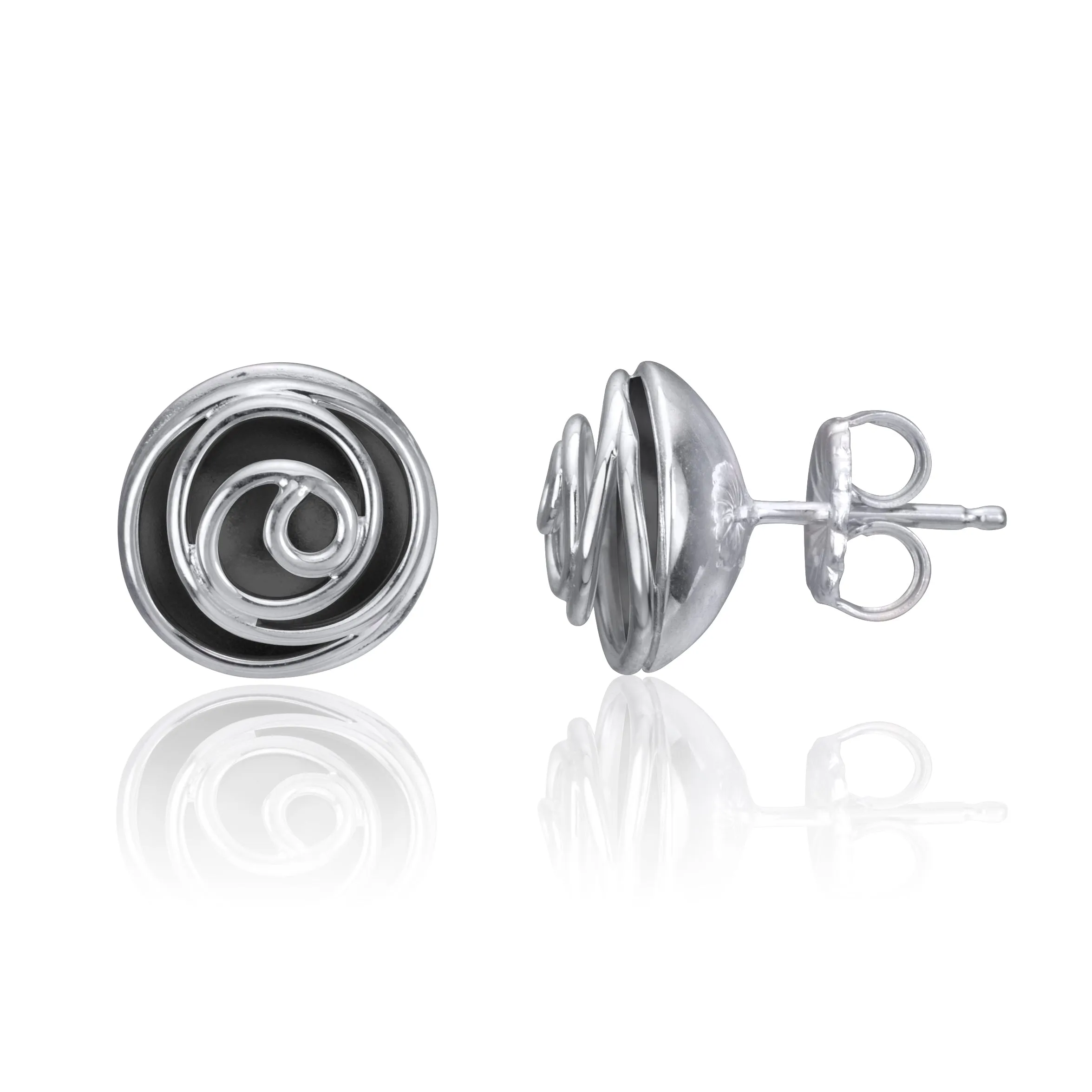 Rose Bud Studs (oxidized silver)