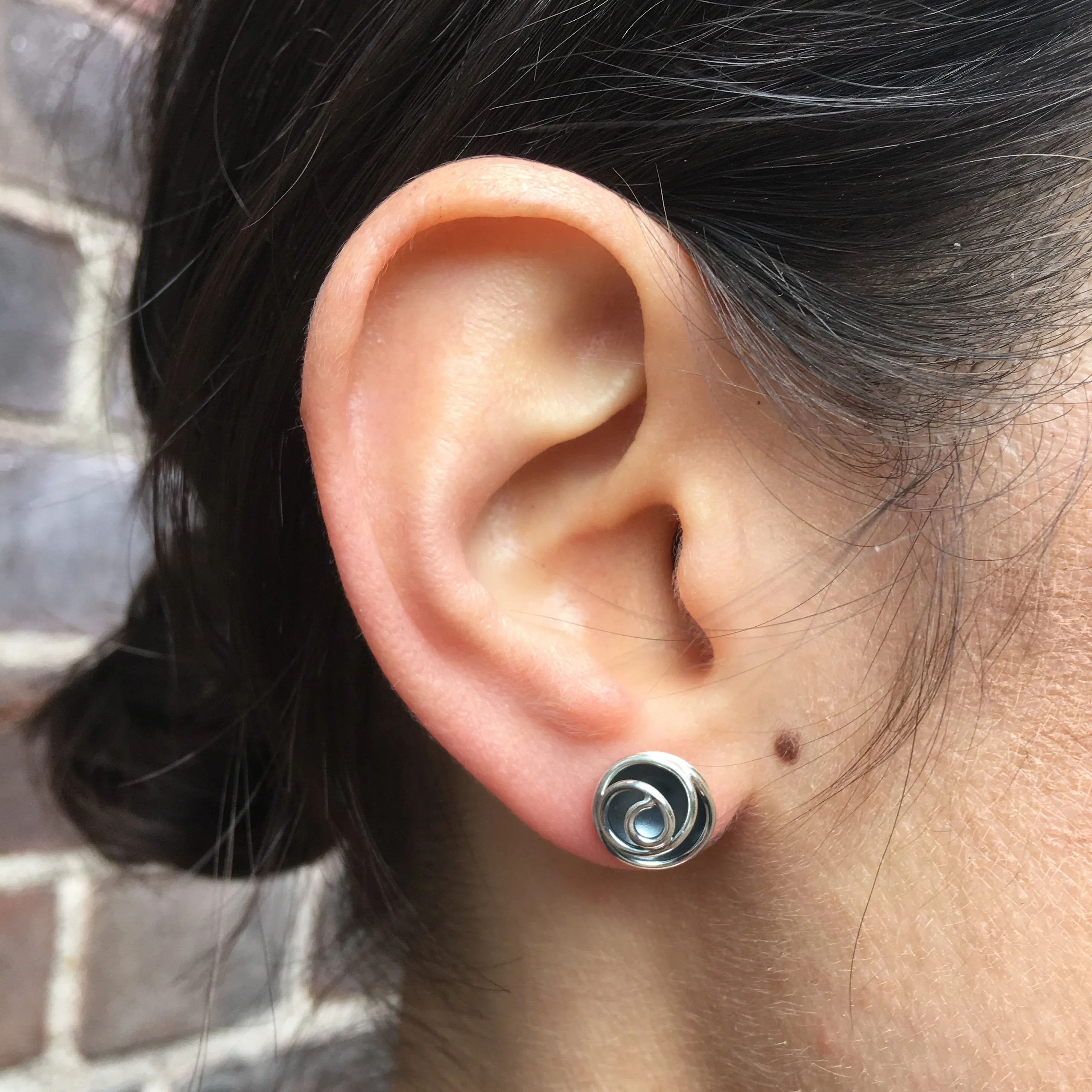 Rose Bud Studs (oxidized silver)