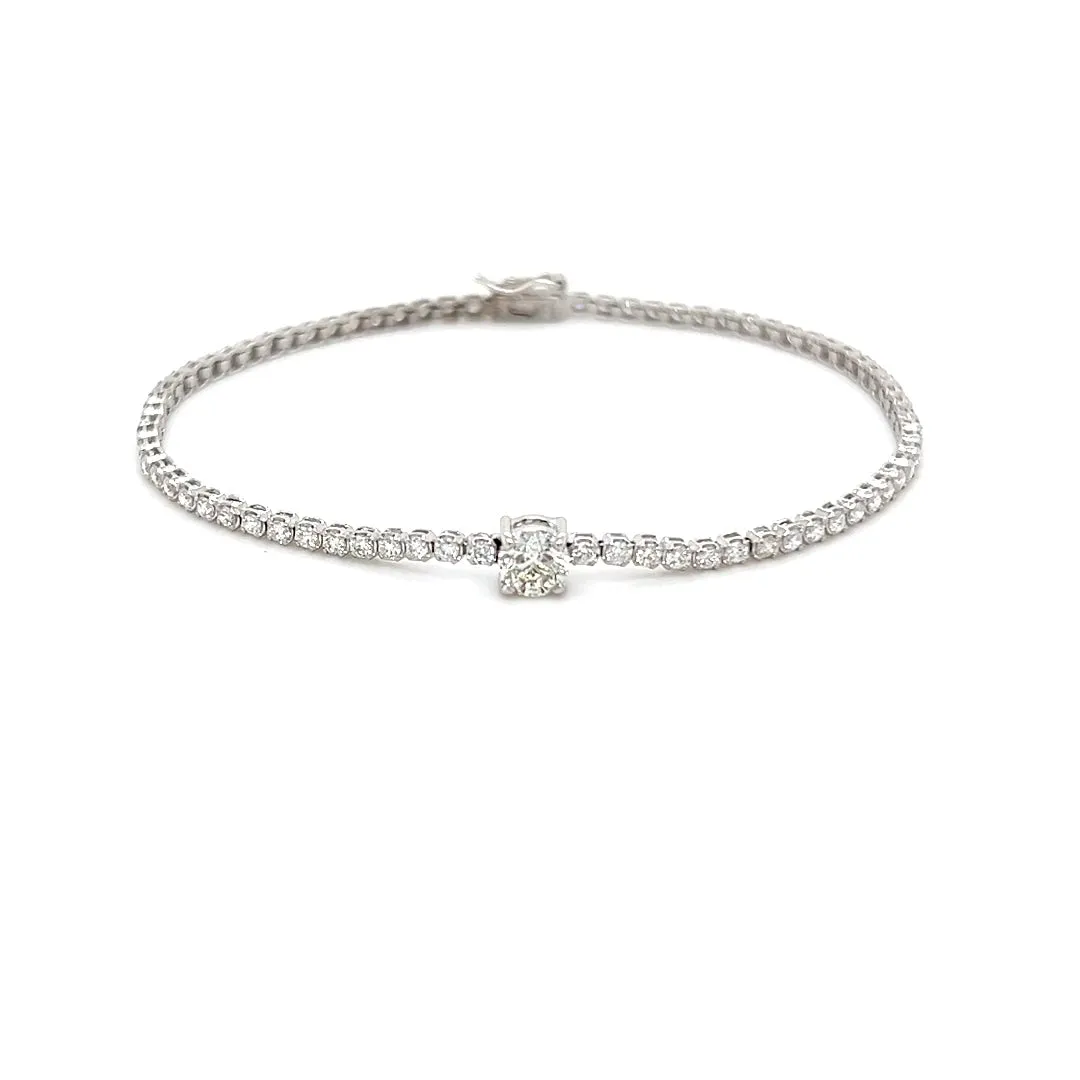 Round Solitaire Center Diamond Tennis Bracelet