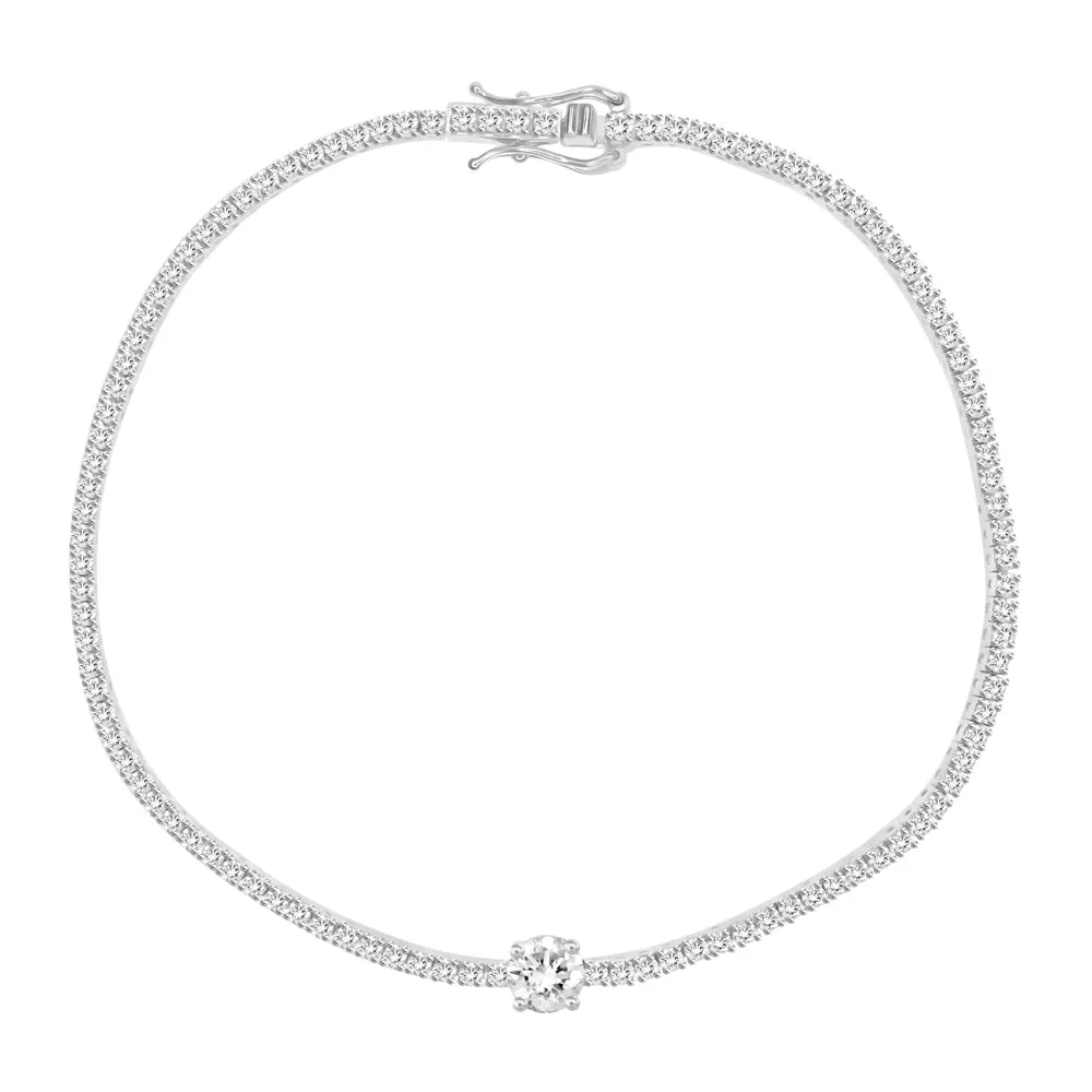 Round Solitaire Center Diamond Tennis Bracelet