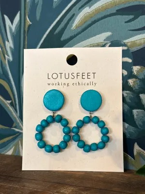 SALE Lotus feet Vibrant Turquoise Earrings