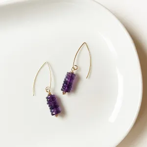 Saturated Purple Amethyst Stack Earring in Gold or Silver