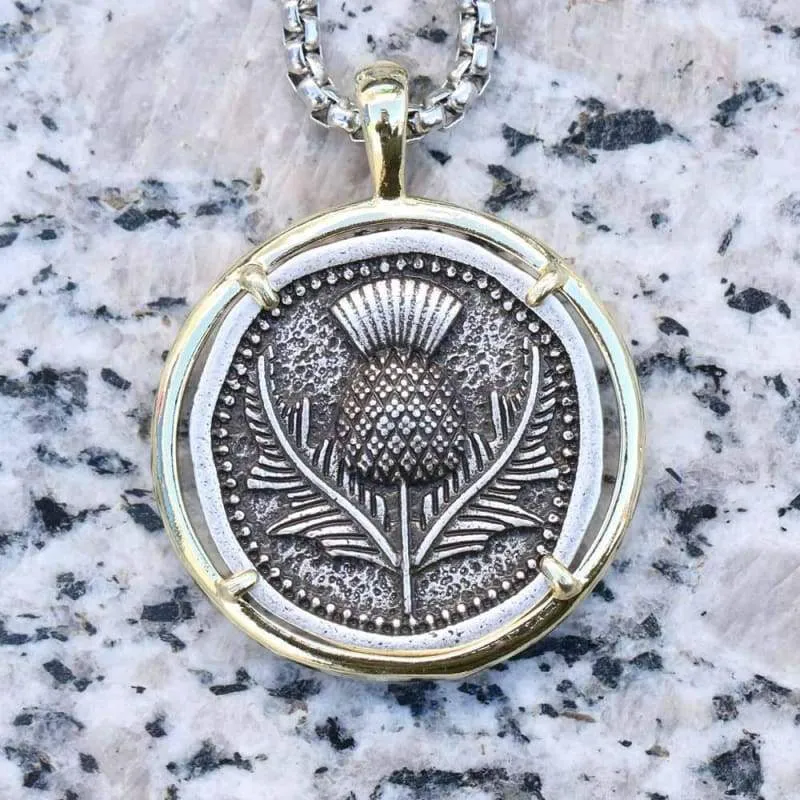 Scottish Thistle Necklace Medal Whimsy Scotland Flower Lover Pendant Dropships