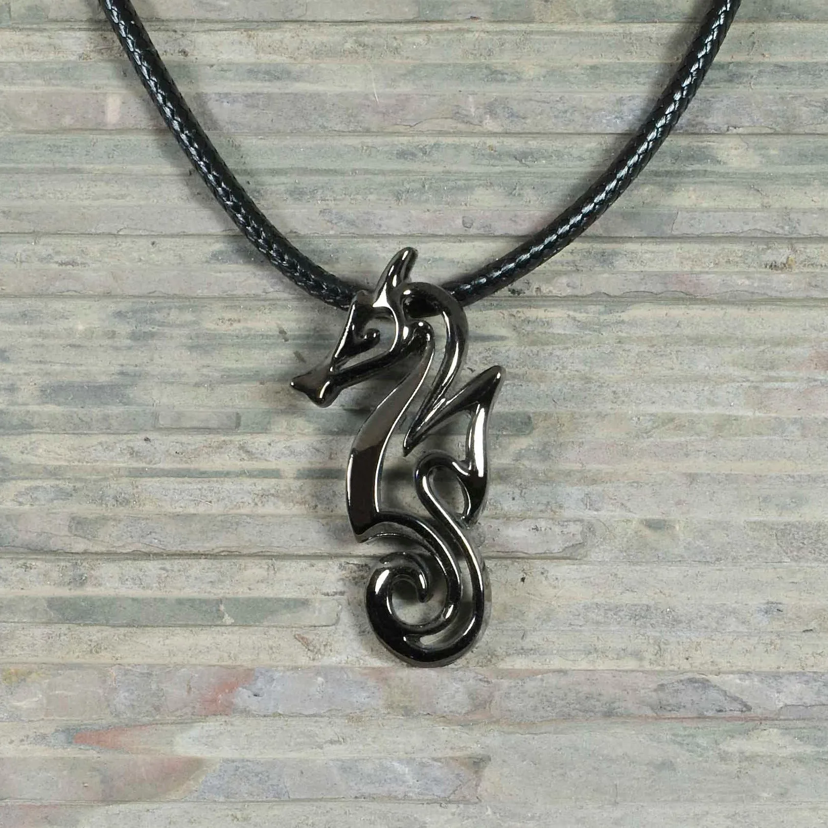 Seahorse Necklace for Women Hematite- Jet Black Seahorse Pendant, Gift for Seahorse Lover, Seahorse Charm, Seahorse Pendant Hematite