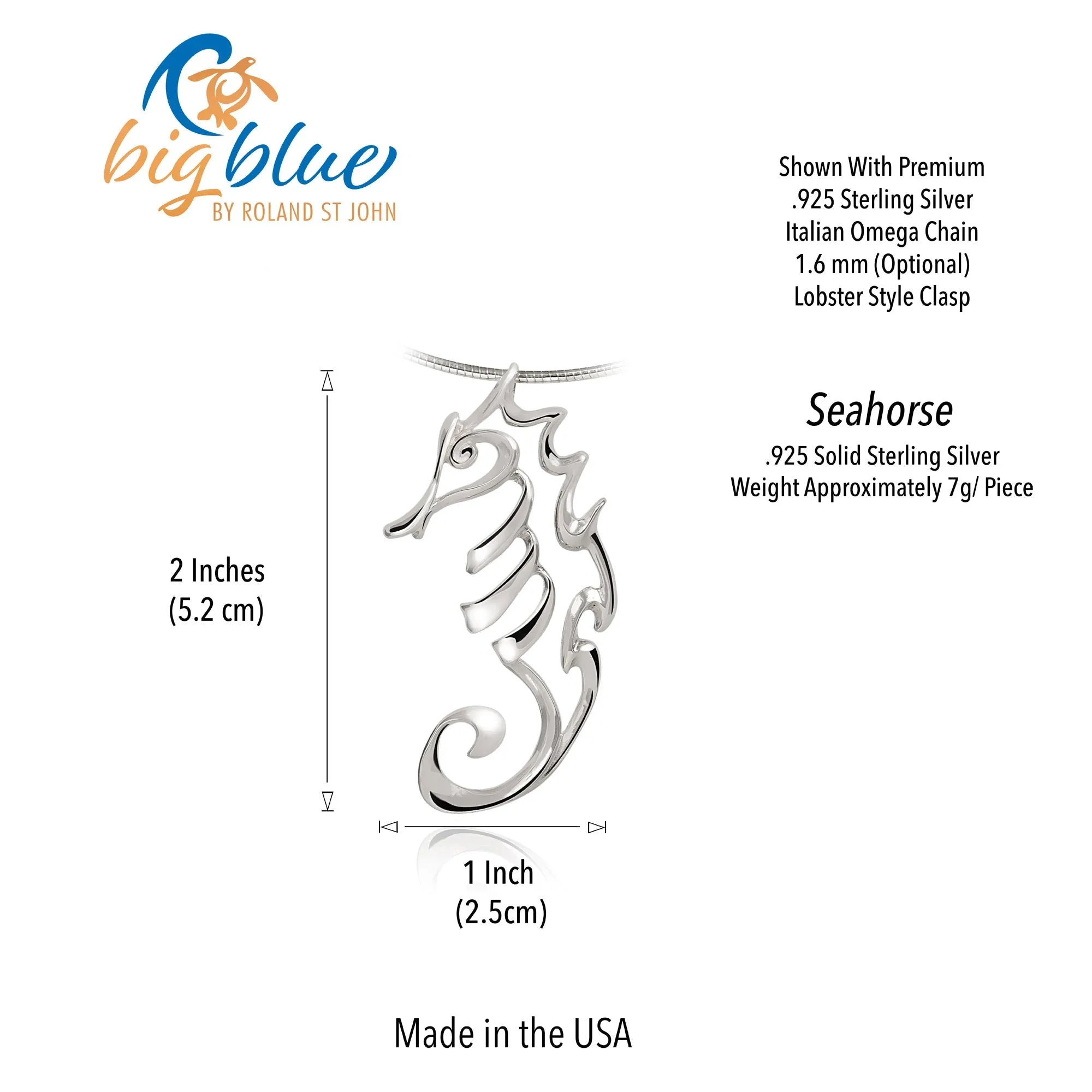 Seahorse Necklaces for Women Sterling Silver- Seahorse Jewelry for Women, Seahorse Gifts, Seahorse Charm, Seahorse Pendant