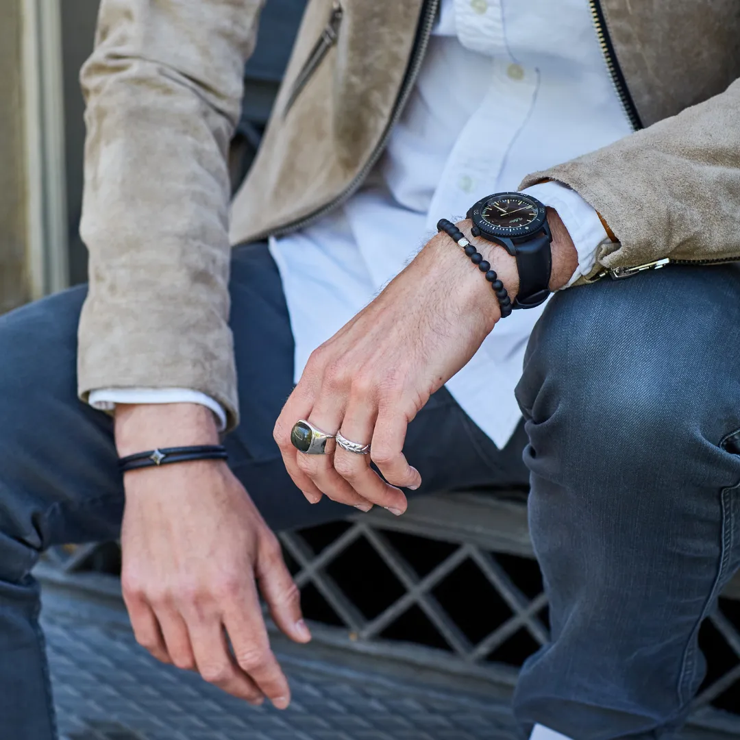 Signet Ring Silver Obsidian