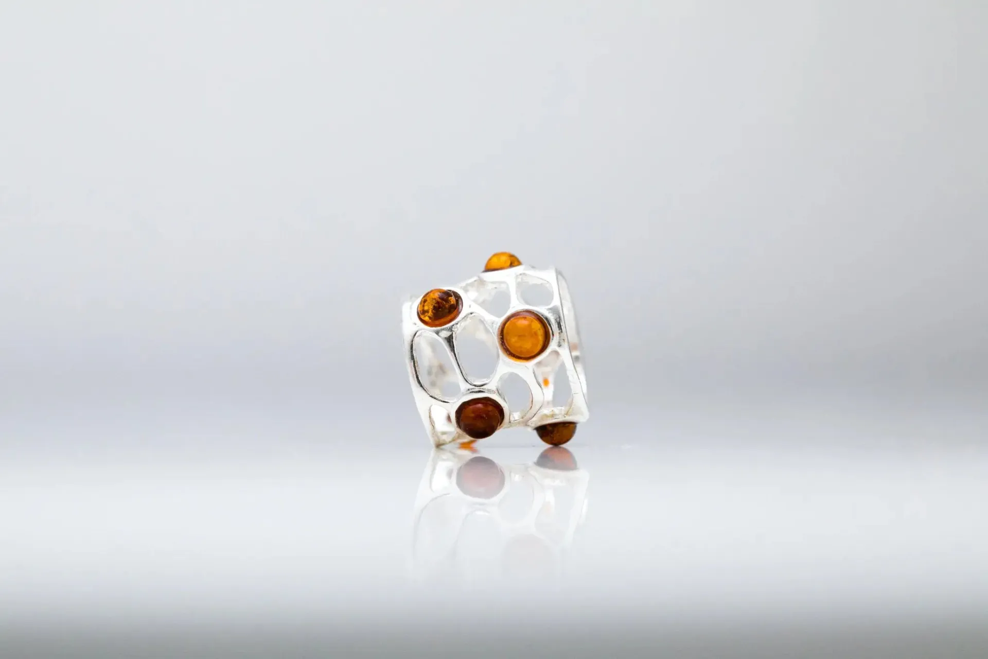 Silver Cage Charm Bead Pendant - Minimalist Sterling Silver Necklace with Stunning Baltic Amber Stones